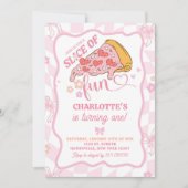 Pastel Retro Snee van Fun Pizza Feestje Kaart (Voorkant)