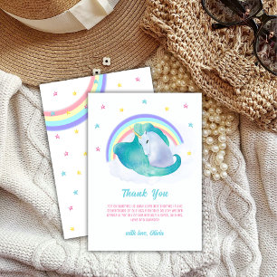 Pastel Retro Star Eenhoorn Regenboog Baby shower Bedankkaart