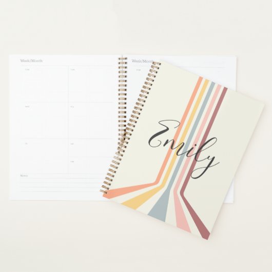 Pastel retro stijl strepen ontwerp planner (Display)