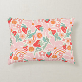 Pastel retro strawberry  accent kussen