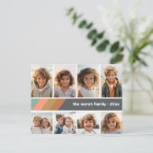 Pastel Retro Streep - 8 Foto Collage Briefkaart (Staand voorkant)