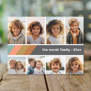 Pastel Retro Streep - 8 Foto Collage Briefkaart