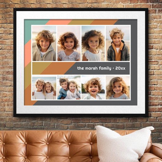 Pastel Retro Streep - 8 Foto Collage Poster