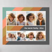 Pastel Retro Streep - 8 Foto Collage Poster (Voorkant)