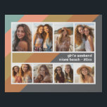 Pastel Retro Stripe 8 Foto Collage Meisjes Weekend Imitatie Canvas Print<br><div class="desc">Een leuk souvenir van de voorjaarsvakantie of andere leuke vakantie! Bevat een 8-fotosjabloon in een eenvoudig raster met een witte rand. Een leuk,  retro streeppatroon met strepen op een grijze achtergrond. en een eenvoudig lettertype maken een modern,  minimaal ontwerp.</div>