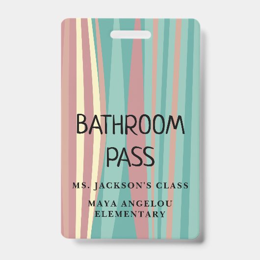 Pastel Retro Terug naar school Badkamer Hal Pas Sl Badge (Voorzijde)