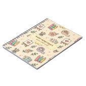 Pastel Retro Terug naar School Patroon Notitieboek (Linkerzijde)