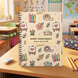 Pastel Retro Terug naar School Patroon Notitieboek
