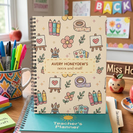 Pastel Retro Terug naar School Patroon Notitieboek