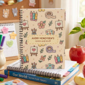 Pastel Retro Terug naar School Patroon Notitieboek