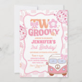 Pastel Retro Van Two Groovy 2e verjaardagsfeestje Kaart (Voorkant)