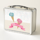 Pastel Retro Waterverf Ice Cream & Sprins (Achterkant)