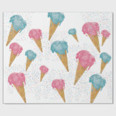 Pastel Retro Waterverf Ice Cream & Sprins Cadeaupapier (Vlak)