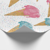 Pastel Retro Waterverf Ice Cream & Sprins Cadeaupapier (Hoek)
