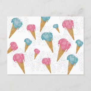 Pastel Retro Waterverf Ice Cream & Sprins Feestdagenkaart