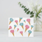 Pastel Retro Waterverf Ice Cream & Sprins Feestdagenkaart (Staand voorkant)