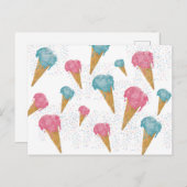 Pastel Retro Waterverf Ice Cream & Sprins Feestdagenkaart (Voorkant / Achterkant)
