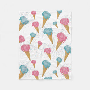 Pastel Retro Waterverf Ice Cream & Sprins Fleece Deken