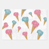 Pastel Retro Waterverf Ice Cream & Sprins Inpakpapier Vel (Voorkant 3)