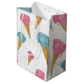 Pastel Retro Waterverf Ice Cream & Sprins Medium Cadeauzakje (Achterkant Gekanteld)
