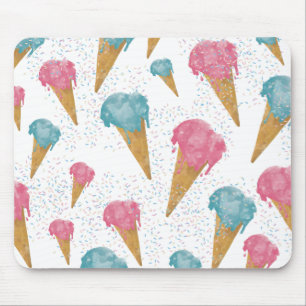 Pastel Retro Waterverf Ice Cream & Sprins Muismat