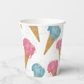 Pastel Retro Waterverf Ice Cream & Sprins Papieren Bekers (Achterkant)