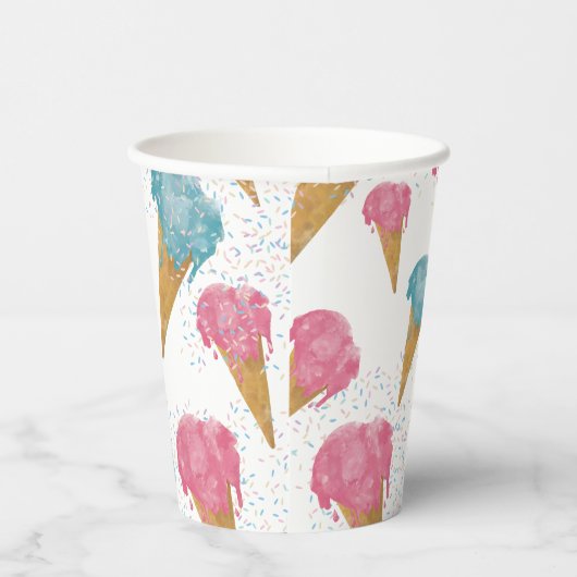 Pastel Retro Waterverf Ice Cream & Sprins Papieren Bekers (Rechts)