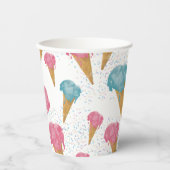 Pastel Retro Waterverf Ice Cream & Sprins Papieren Bekers (Voorkant)