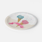 Pastel Retro Waterverf Ice Cream & Sprins Papieren Bordje (Gekanteld)