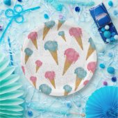 Pastel Retro Waterverf Ice Cream & Sprins Papieren Bordje (Feest)