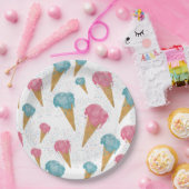 Pastel Retro Waterverf Ice Cream & Sprins Papieren Bordje (Feest)