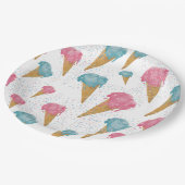 Pastel Retro Waterverf Ice Cream & Sprins Papieren Bordje (Gekanteld)