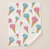 Pastel Retro Waterverf Ice Cream & Sprins Sherpa Deken (Voorkant)