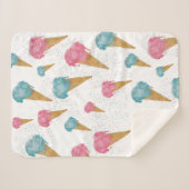 Pastel Retro Waterverf Ice Cream & Sprins Sherpa Deken (Voorkant (horizontaal))