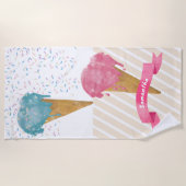 Pastel Retro Waterverf Ice Cream & Sprins Strandlaken (Voorkant)
