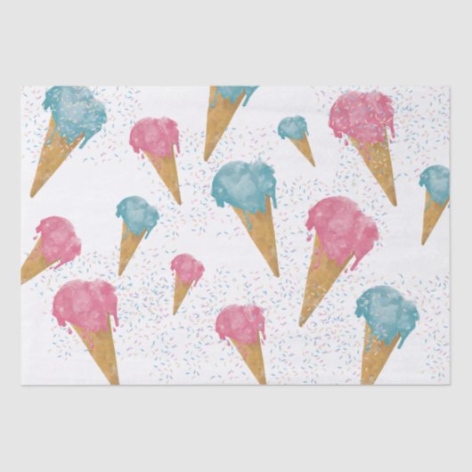 Pastel Retro Waterverf Ice Cream & Sprins Tissuepapier (Voorkant)