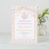 Pastel Retro Whimsical Disco Slinger Verjaardag Kaart (Staand voorkant)