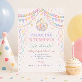 Pastel Retro Whimsische Disco Slinger Verjaardag Kaart