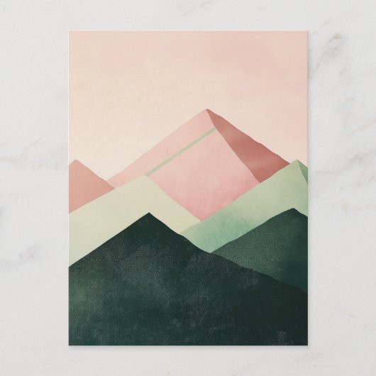 Pastel Ridge – Geometrisch berglandschap #1 Briefkaart (Voorkant)