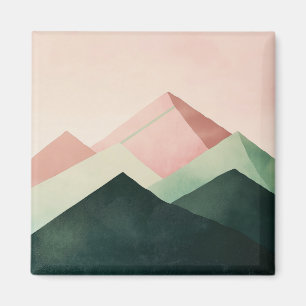 Pastel Ridge – Geometrisch berglandschap #1 Magneet