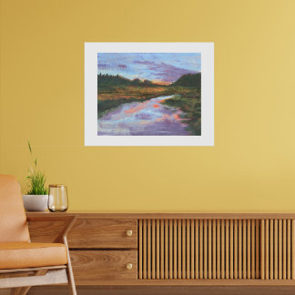 Pastel Rivier Landschap Kunstprint Poster