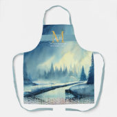 Pastel rivier pineforest artsblauw aangepast Monog Schort (Voorkant)