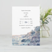 Pastel Rocky Shoreline Sunrise Art Beach bruiloft Kaart (Staand voorkant)