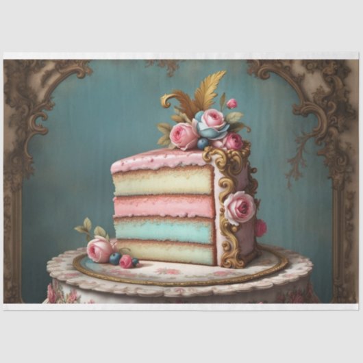 Pastel Rococo Cake Slice 2 Decoupage Papier Tissue (Voorkant)
