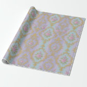 Pastel Rococo Damast – Antiek Goud & Rozen Cadeaupapier (Uitgerold)