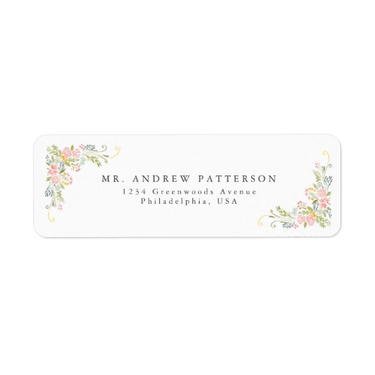 Pastel Rococo Garden Floral Wedding Etiket (Voorkant)