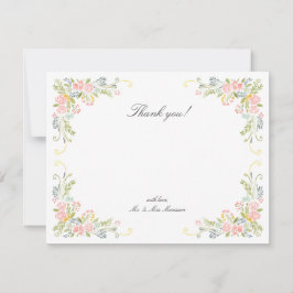 Pastel Rococo Garden Ornate Floral Wedding Bedankkaart