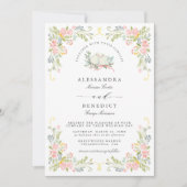 Pastel Rococo Garden Ornate Floral Wedding Kaart (Voorkant)
