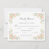 Pastel Rococo Garden Ornate Floral Wedding RSVP Kaartje (Voorkant)