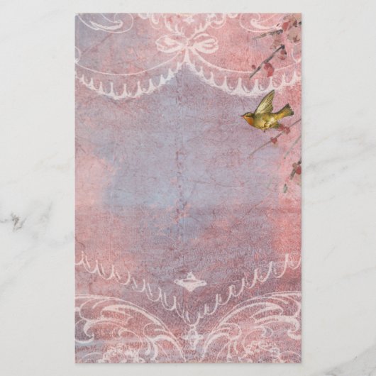 Pastel Rococo met Bird Stationery Briefpapier (Voorkant)